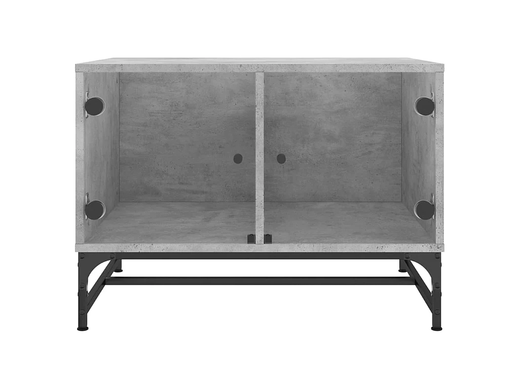 Couchtisch Beistelltisch mit Glastüren Betongrau 68,5x50x50 cm -MN89168