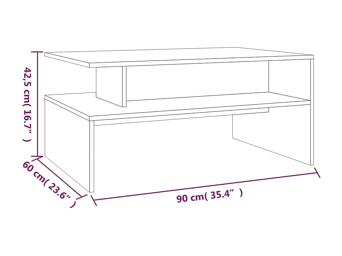 Couchtisch Beistelltisch Räuchereiche 90x60x42,5 cm Holzwerkstoff -MN89980