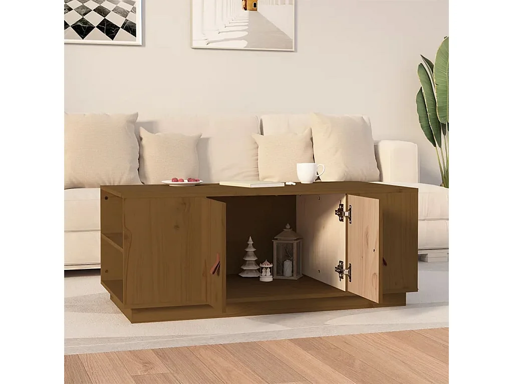 Couchtisch Beistelltisch Honigbraun 100x50x41 cm Massivholz Kiefer -MN95045