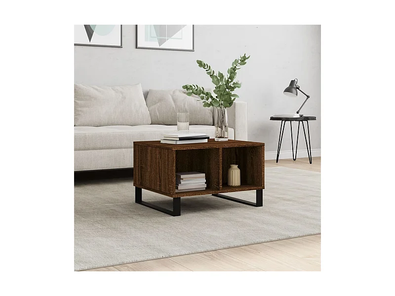 Couchtisch Braun Beistelltisch Eichen-Optik 60x50x36,5 cm Holzwerkstoff -MN67727