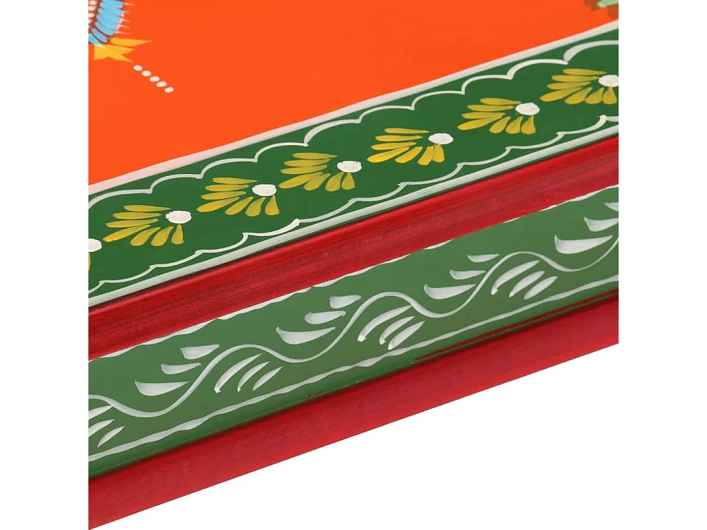 Couchtisch Beistelltisch Orange Handbemalt Massivholz Mango -MN95680