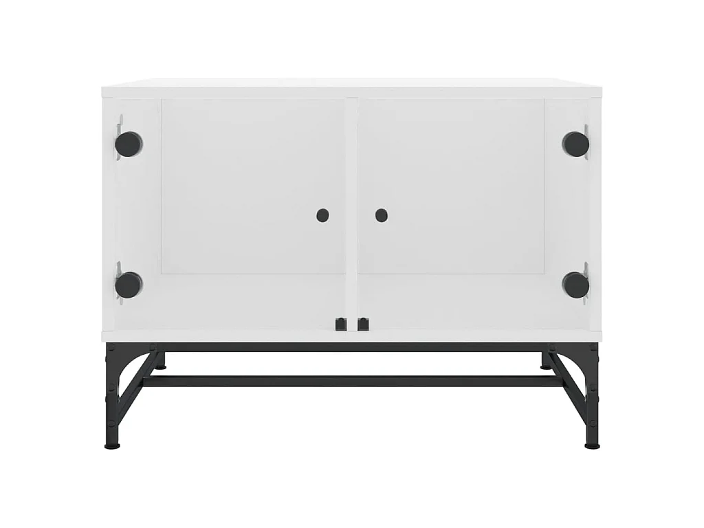 Couchtisch Beistelltisch mit Glastüren Weiß 68,5x50x50 cm -MN90247