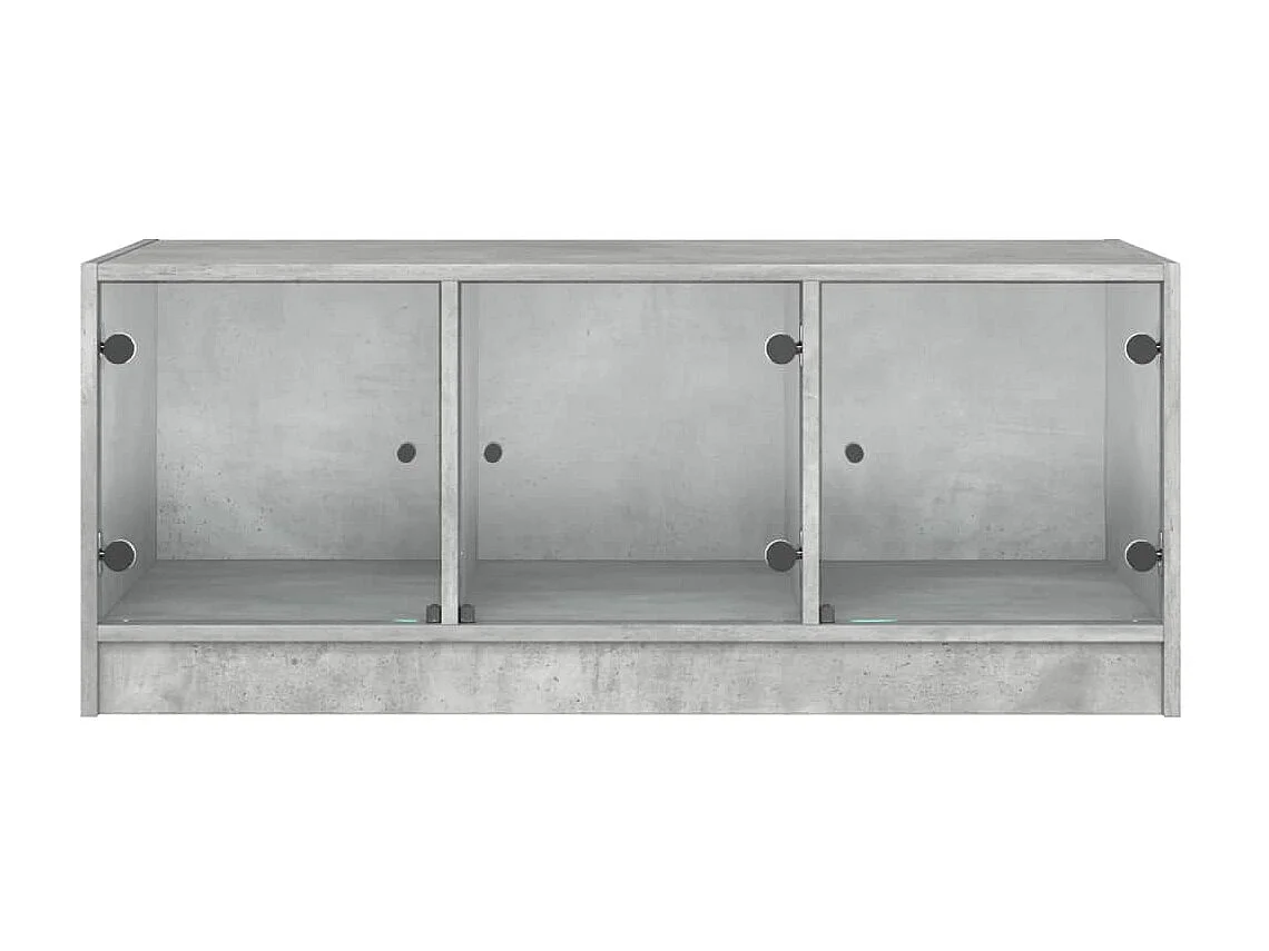 Couchtisch Beistelltisch mit Glastüren Betongrau 102x50x42 cm -MN10632