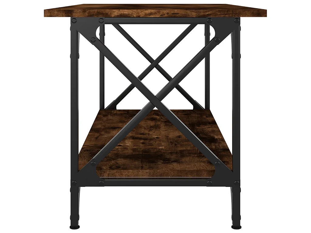 Couchtisch Beistelltisch Räuchereiche 80x45x45 cm Holzwerkstoff und Eisen -MN87324