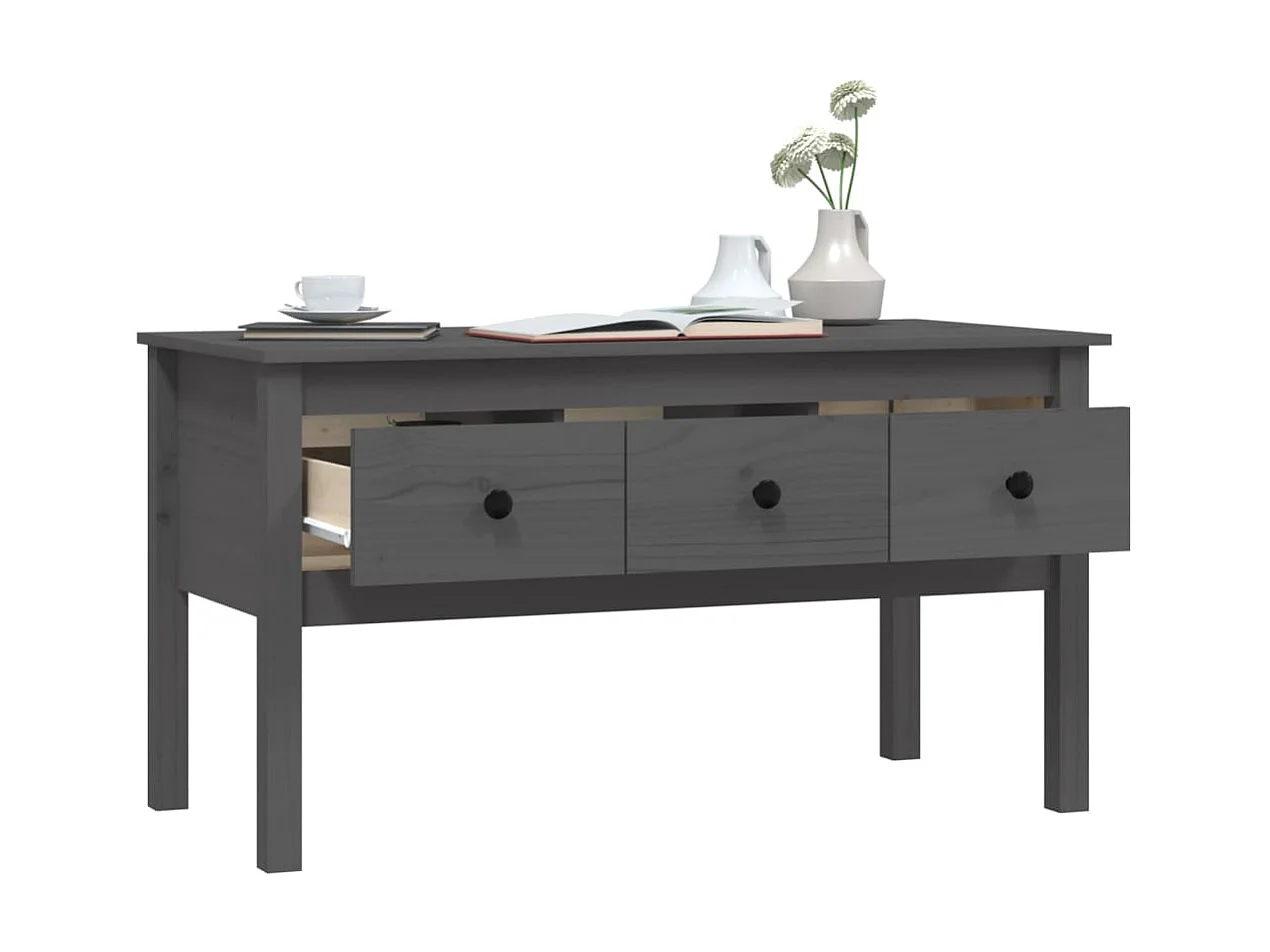 Couchtisch Beistelltisch Grau 102x49x55 cm Massivholz Kiefer -MN25158