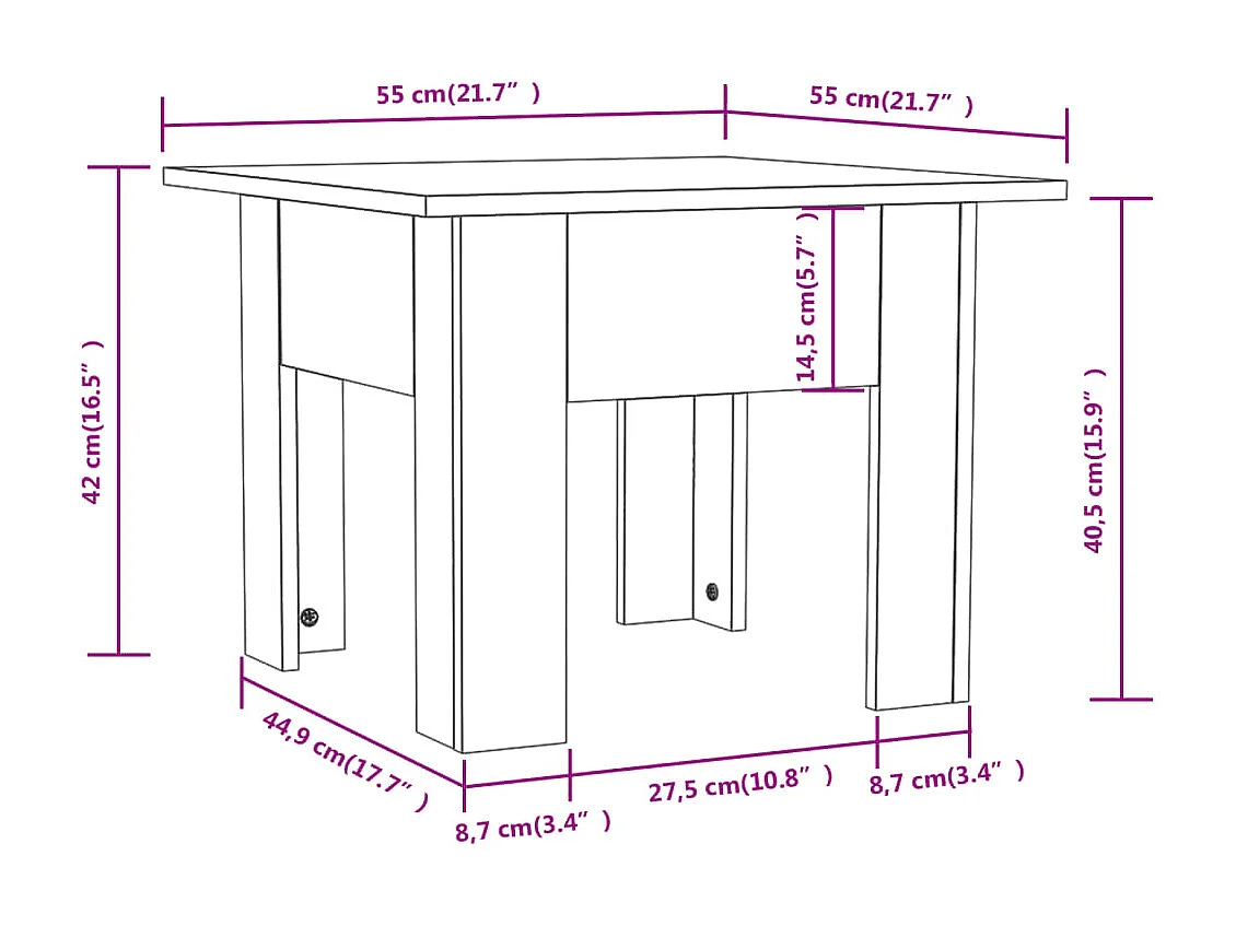 Couchtisch Beistelltisch Weiß 55x55x42 cm Holzwerkstoff -MN12029
