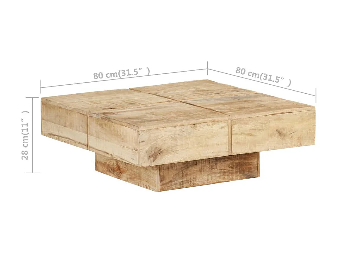 Couchtisch Beistelltisch 80x80x28 cm Massivholz Mango -MN80429