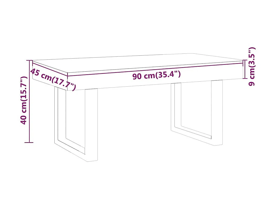 Couchtisch Beistelltisch Grau und Schwarz 90x45x40 cm MDF und Eisen -MN13593