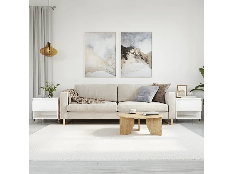 2er-Set Couchtische Beistelltisch Hochglanz-Weiß 50x46x50 cm Holzwerkstoff -MN36433