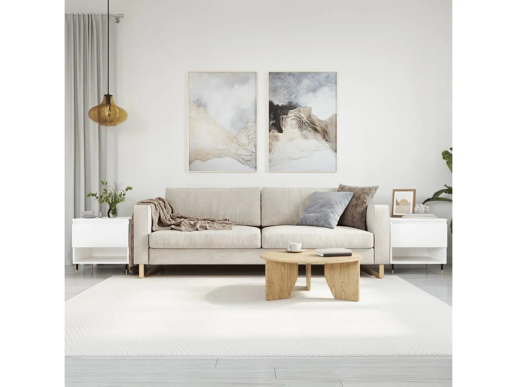 2er-Set Couchtische Beistelltisch Hochglanz-Weiß 50x46x50 cm Holzwerkstoff -MN36433