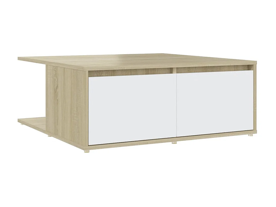 Couchtisch Beistelltisch Weiß und Sonoma-Eiche 80x80x31 cm Holzwerkstoff -MN75649