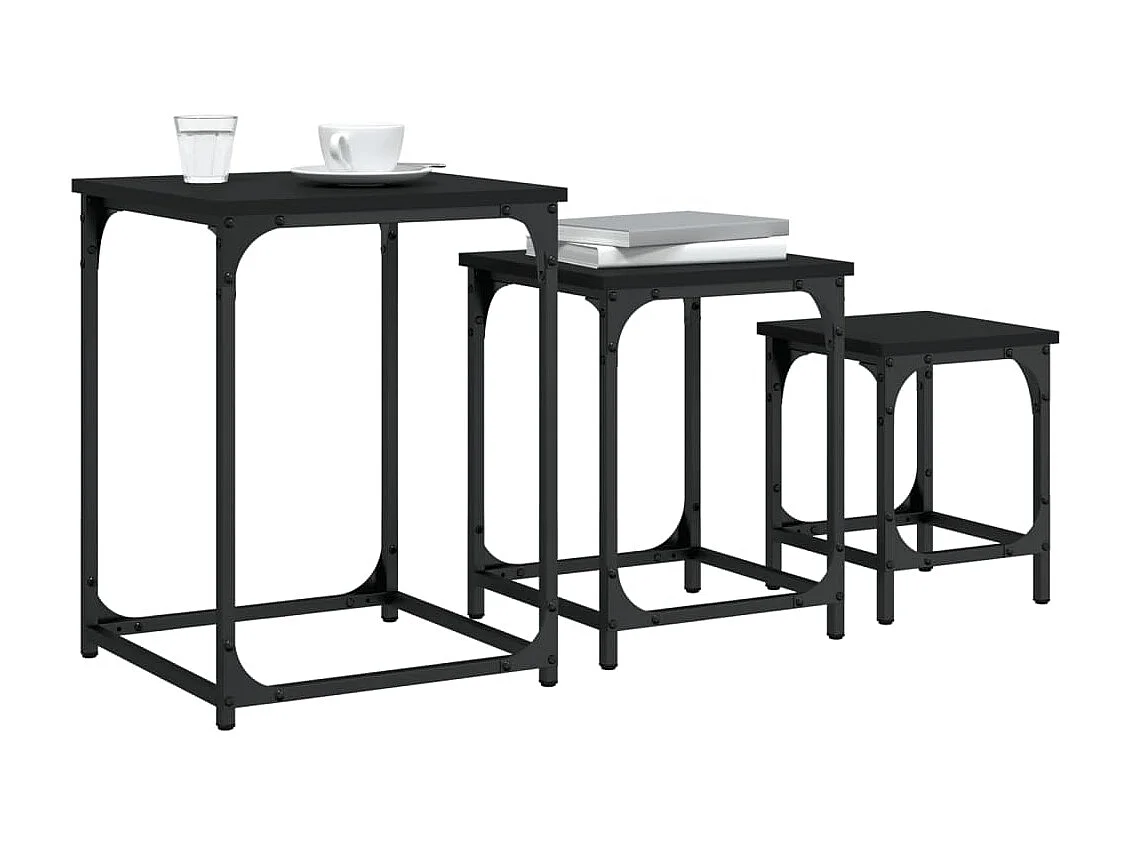 3er-Set Satztische Couchtische Schwarz Holzwerkstoff -MN46402