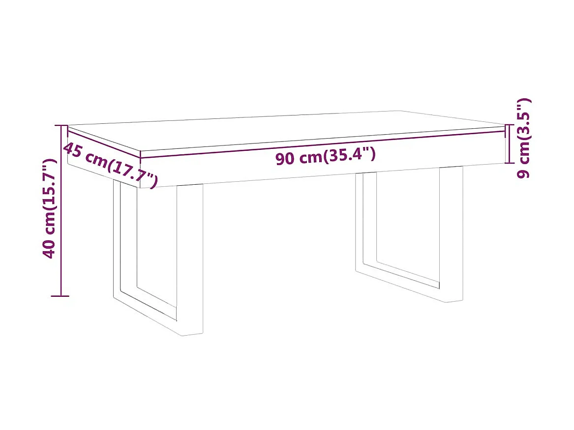 Couchtisch Beistelltisch Dunkelbraun und Schwarz 90x45x40 cm MDF und Eisen -MN55352