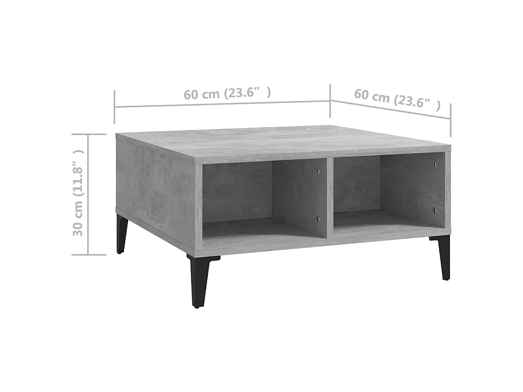 Couchtisch Beistelltisch Betongrau 60x60x30 cm Holzwerkstoff -MN53515