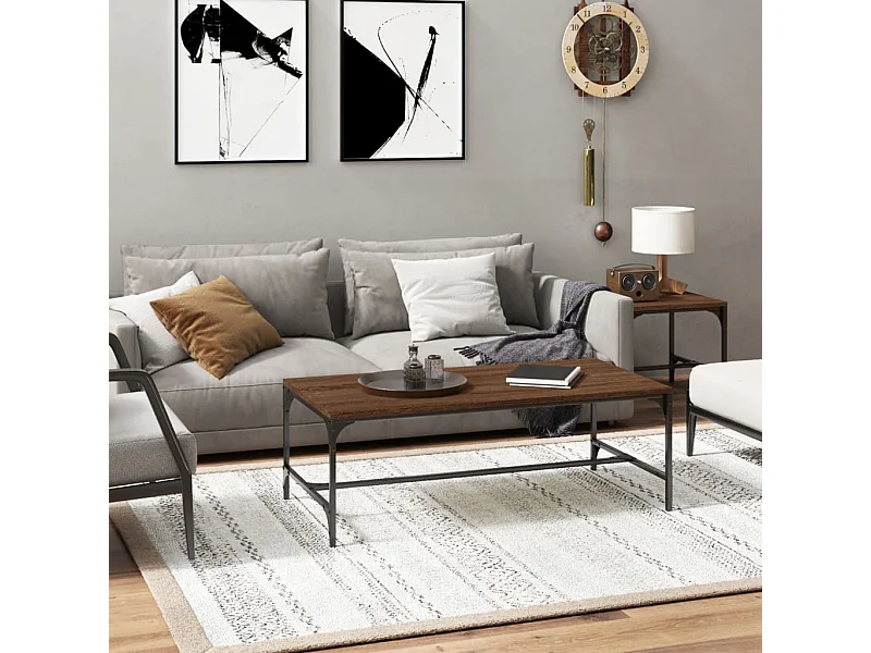 Couchtisch Braun Beistelltisch Eichen-Optik 100x50x35 cm Holzwerkstoff -MN89929