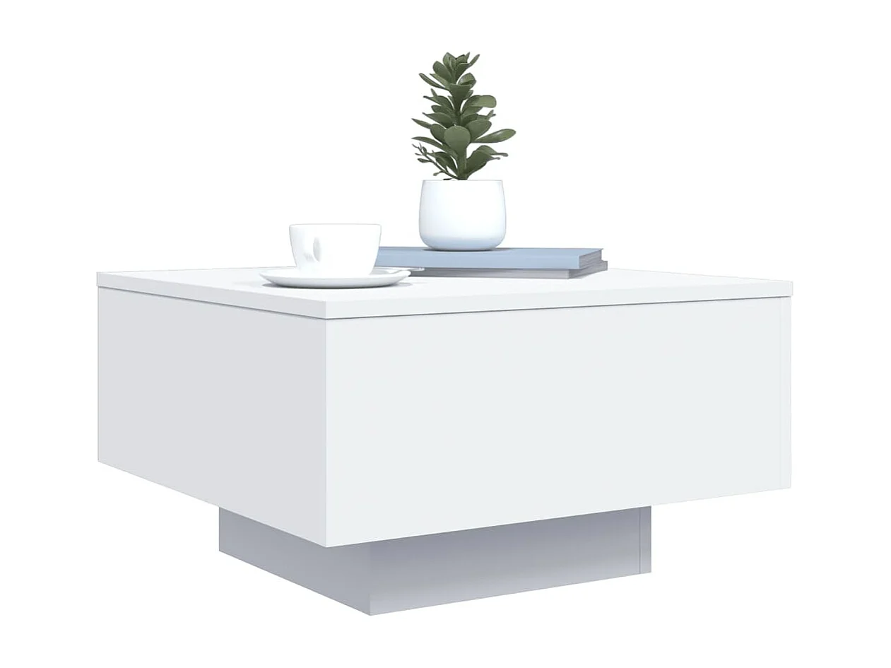 Couchtisch Beistelltisch mit LED-Leuchten Weiß 55x55x31 cm -MN30359