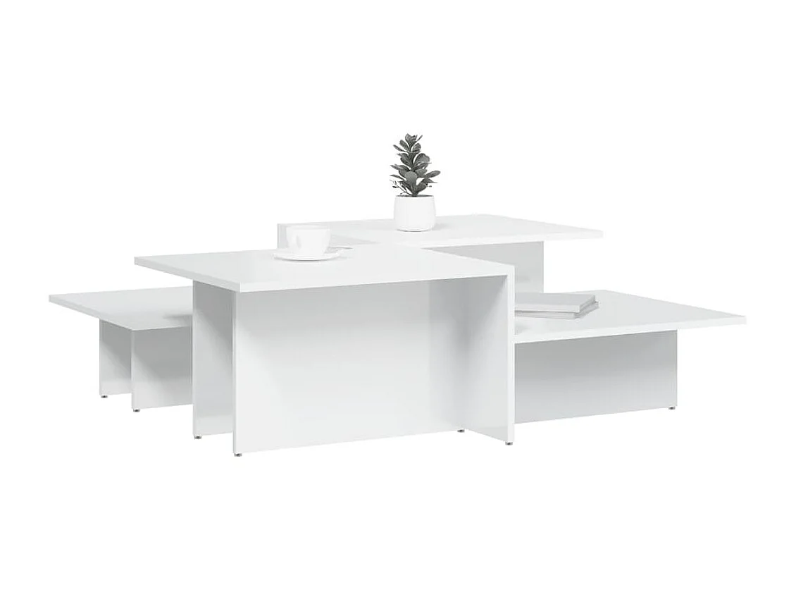 2er-Set Couchtische Beistelltisch Hochglanz-Weiß Holzwerkstoff -MN18184