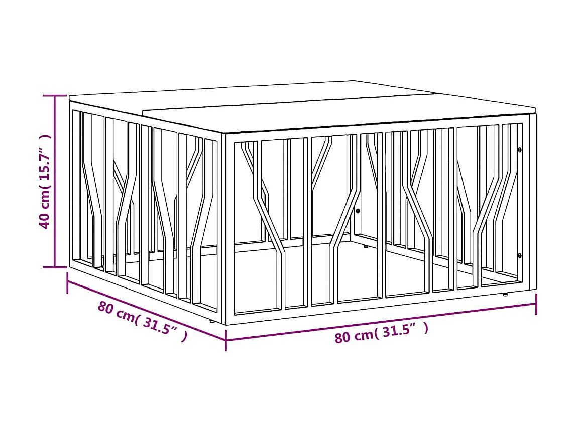 Couchtisch Beistelltisch Silbern Edelstahl und Altholz Massiv -MN96002