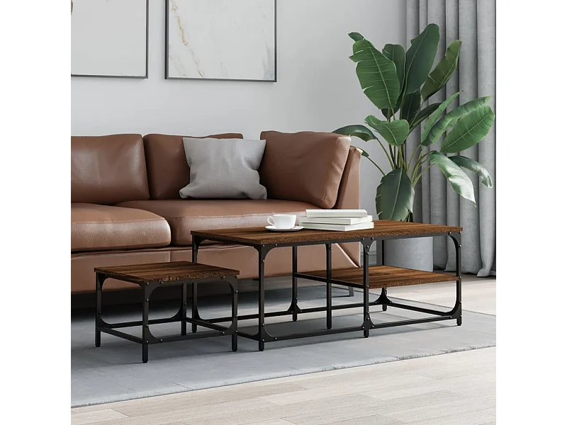 2er-Set Satztische Couchtische Braun Eichen-Optik Holzwerkstoff -MN85639