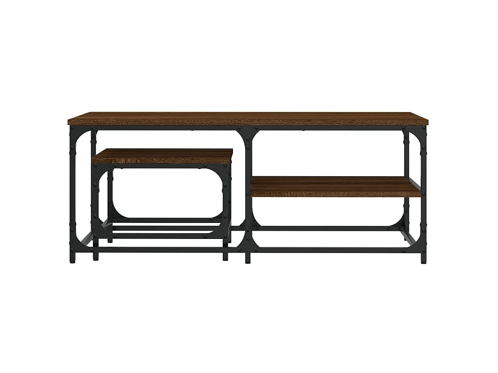2er-Set Satztische Couchtische Braun Eichen-Optik Holzwerkstoff -MN85639