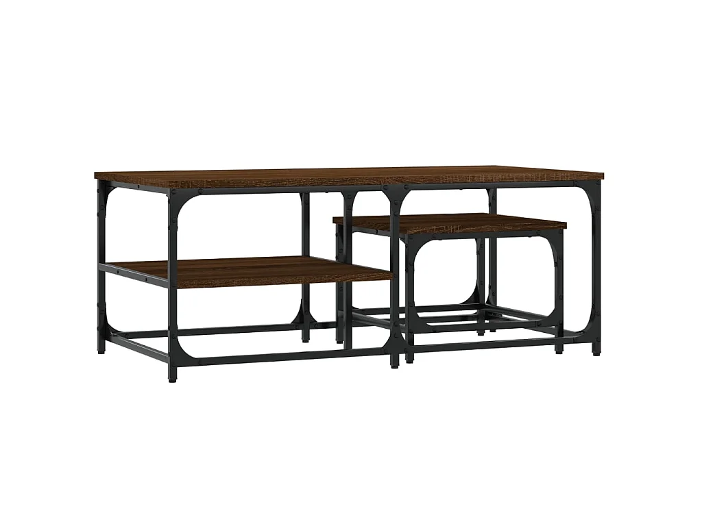 2er-Set Satztische Couchtische Braun Eichen-Optik Holzwerkstoff -MN85639