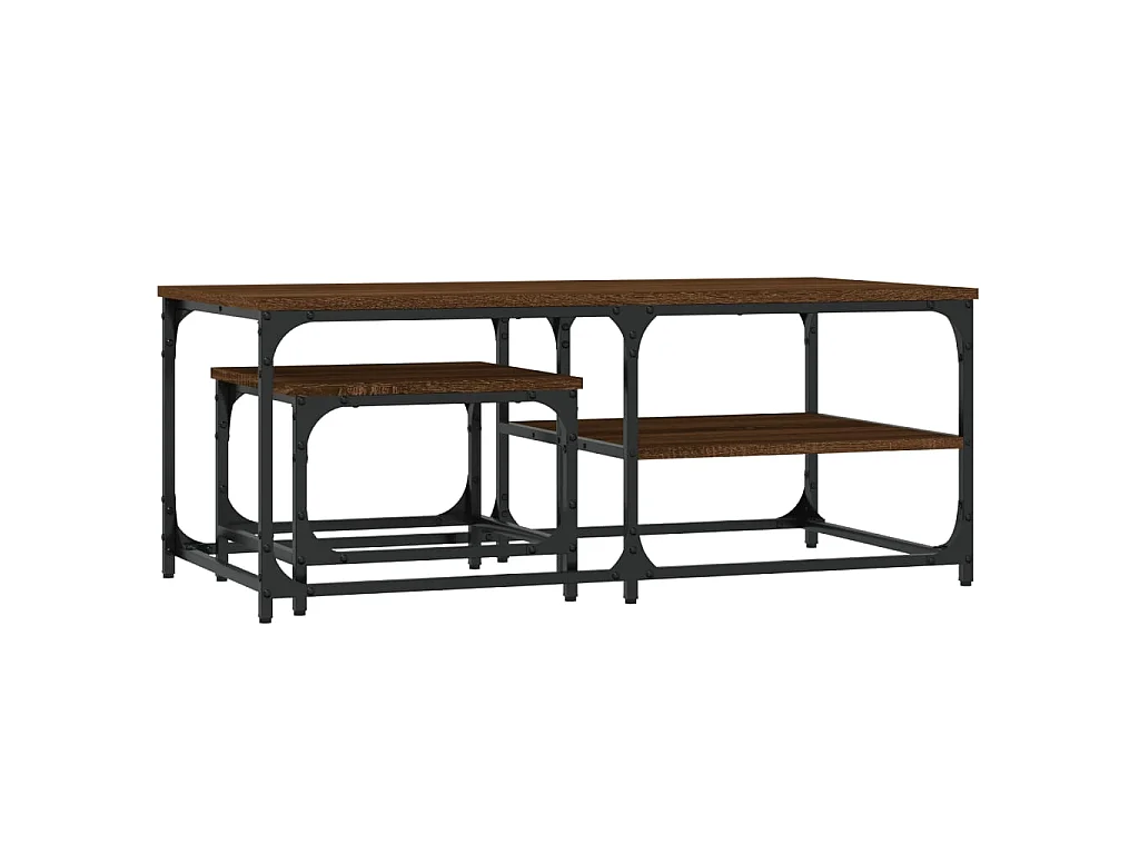 2er-Set Satztische Couchtische Braun Eichen-Optik Holzwerkstoff -MN85639