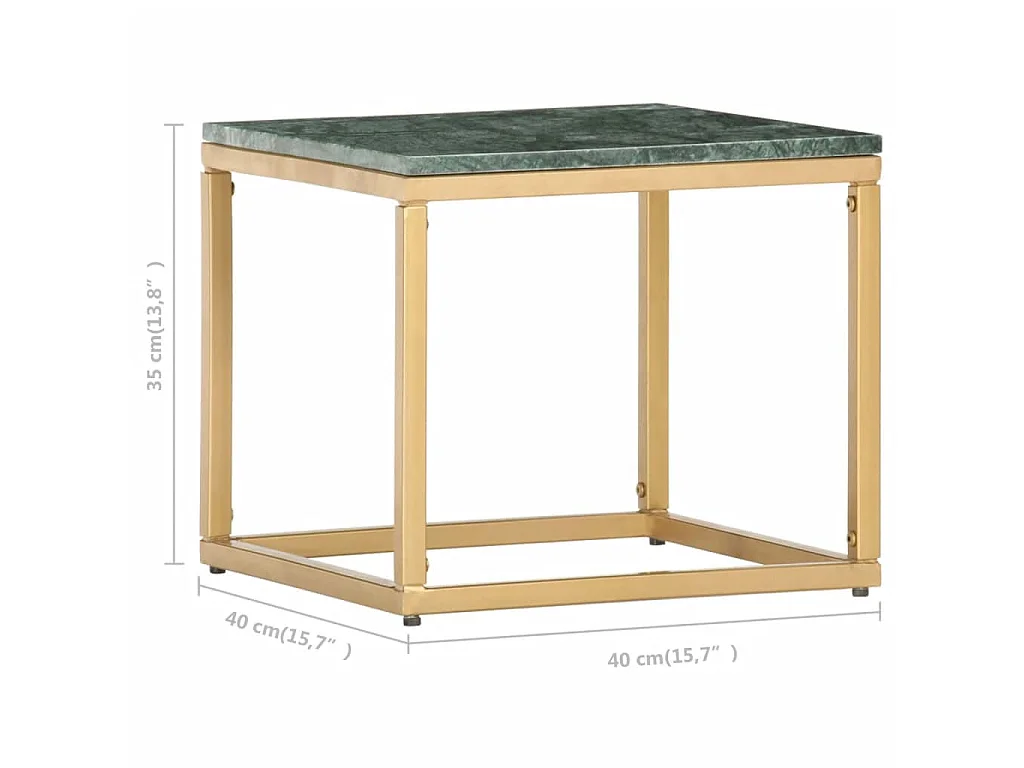 Couchtisch Beistelltisch Grün 40×40×35 cm Echtstein in Marmoroptik -MN38823