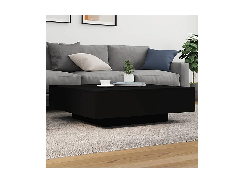 Couchtisch Beistelltisch mit LED-Leuchten Schwarz 100x100x31 cm -MN60005