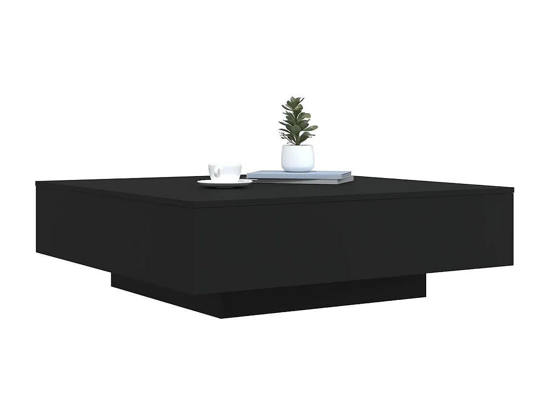 Couchtisch Beistelltisch mit LED-Leuchten Schwarz 100x100x31 cm -MN60005