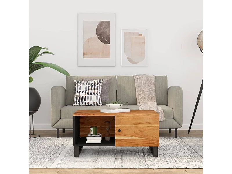 Couchtisch Beistelltisch 80x50x40 cm Massivholz Akazie & Holzwerkstoff -MN78077