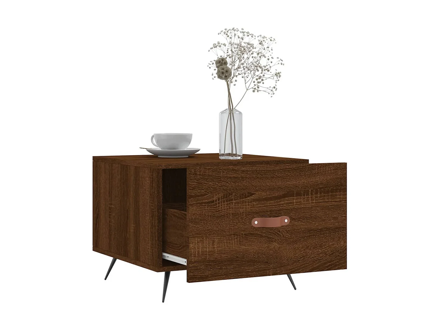 Couchtisch Braun Beistelltisch Eichen-Optik 50x50x40 cm Holzwerkstoff -MN34764