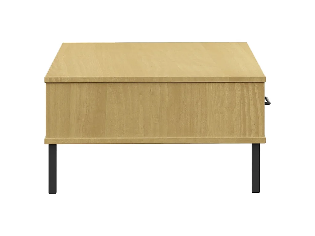 Couchtisch Beistelltisch OSLO mit Metallbeinen Braun Massivholz Kiefer -MN29018