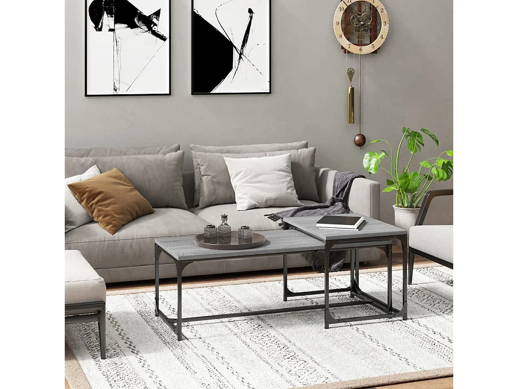 2er-Set Couchtische Beistelltisch Grau Sonoma Holzwerkstoff -MN39219