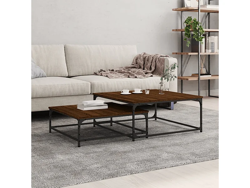 2er-Set Satztische Couchtische Braun Eichen-Optik Holzwerkstoff -MN38996