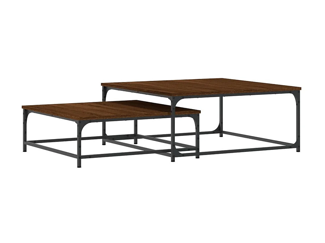 2er-Set Satztische Couchtische Braun Eichen-Optik Holzwerkstoff -MN38996