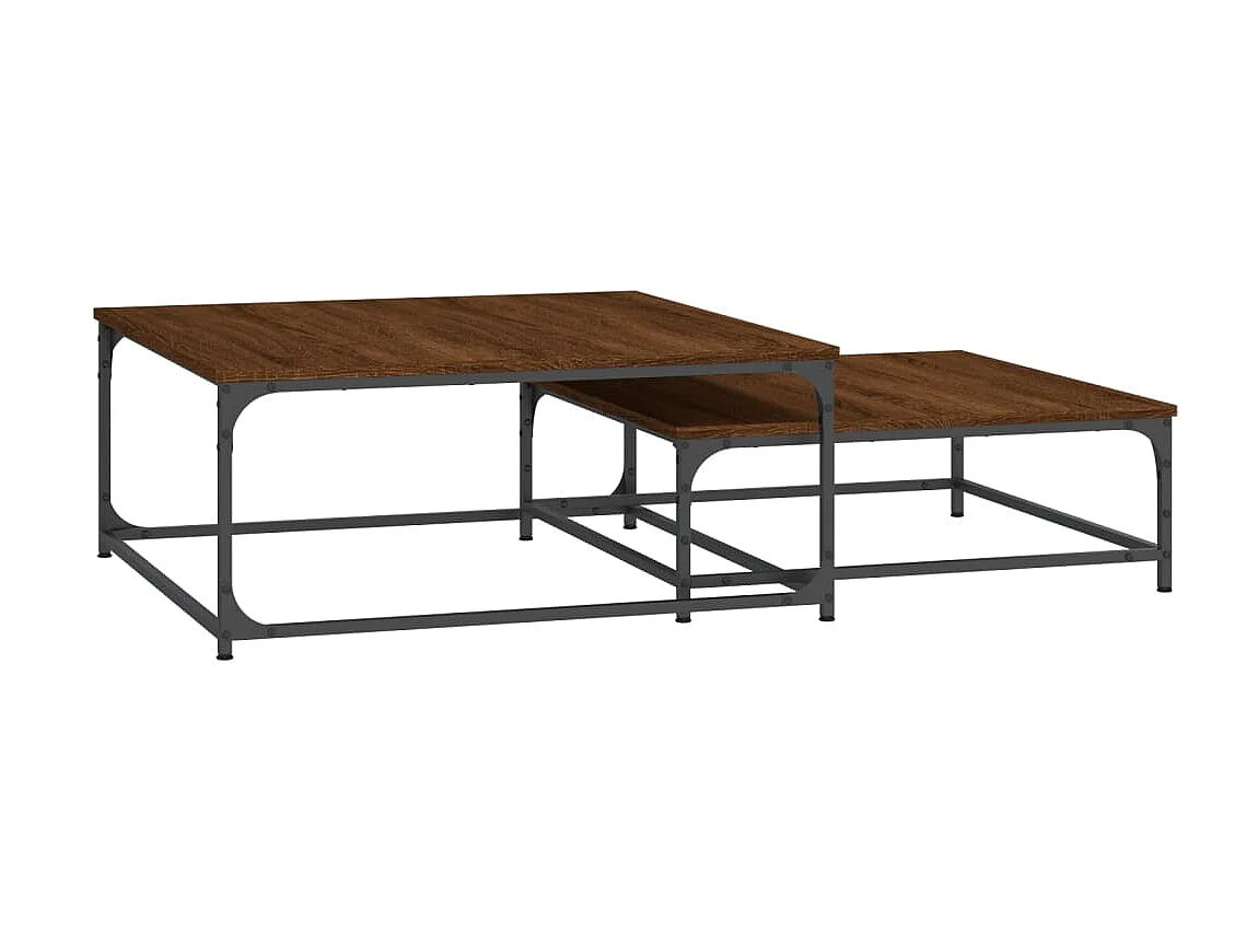 2er-Set Satztische Couchtische Braun Eichen-Optik Holzwerkstoff -MN38996