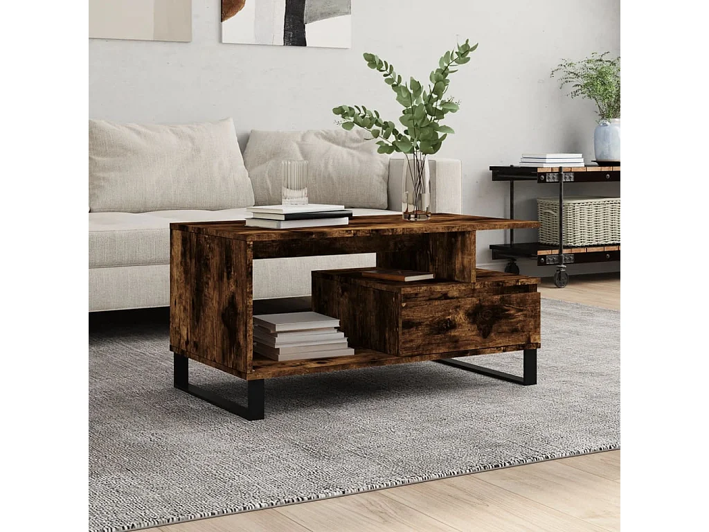 Couchtisch Beistelltisch Räuchereiche 90x49x45 cm Holzwerkstoff -MN24856