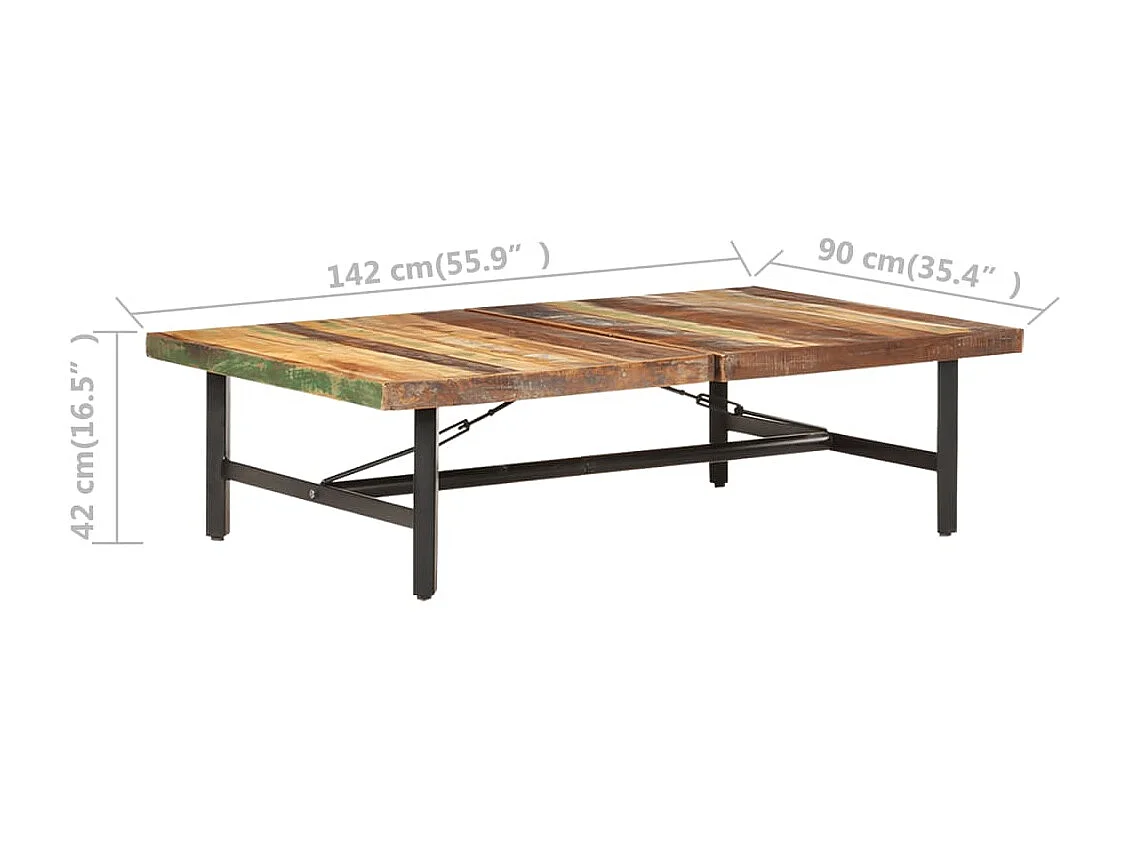 Couchtisch Beistelltisch 142x90x42 cm Altholz Massiv -MN19214