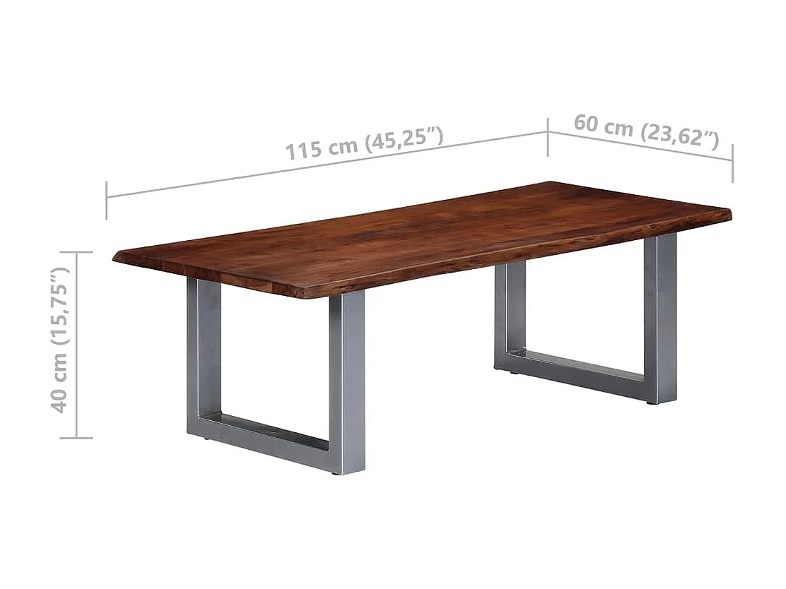 Couchtisch Beistelltisch mit lebenden Kanten 115x60x40 cm Massivholz Akazie -MN13114