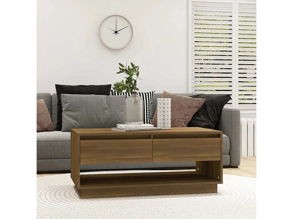 Couchtisch Braun Beistelltisch Eiche-Optik 102,5x55x44 cm Holzwerkstoff -MN12350