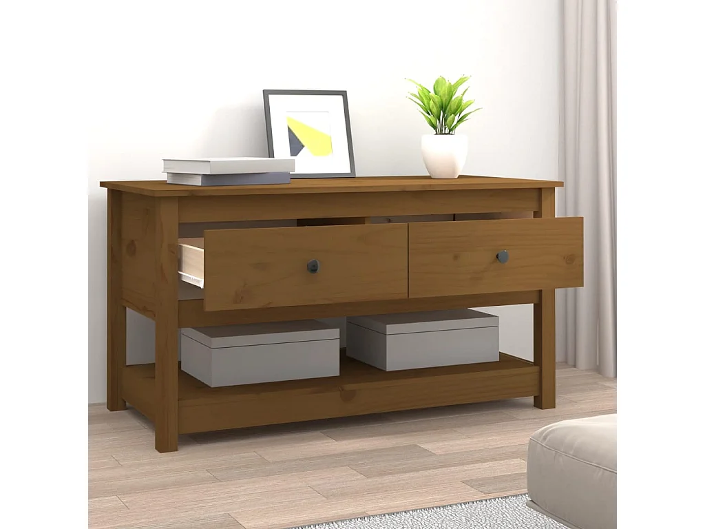 Couchtisch Beistelltisch Honigbraun 102x49x55 cm Massivholz Kiefer -MN11700