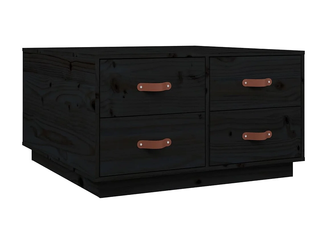 Couchtisch Beistelltisch Schwarz 80x80x45 cm Massivholz Kiefer -MN45482