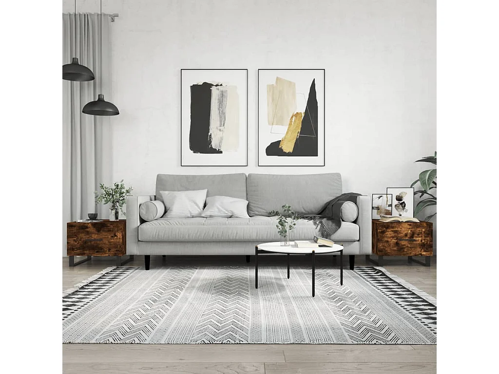 2er-Set Couchtische Beistelltisch Räuchereiche 50x50x40 cm Holzwerkstoff -MN41713