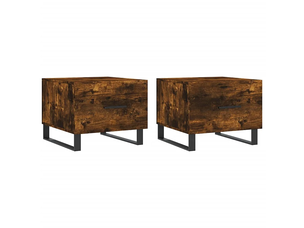 2er-Set Couchtische Beistelltisch Räuchereiche 50x50x40 cm Holzwerkstoff -MN41713