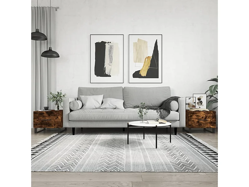 2er-Set Couchtische Beistelltisch Räuchereiche 50x50x40 cm Holzwerkstoff -MN41713