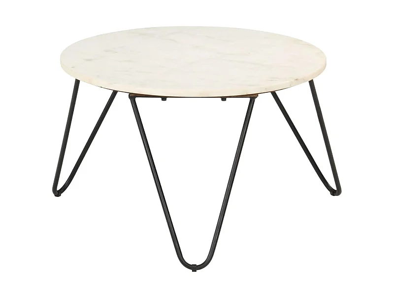 Couchtisch Beistelltisch Weiß 65x65x42 cm Echtstein in Marmoroptik -MN21681