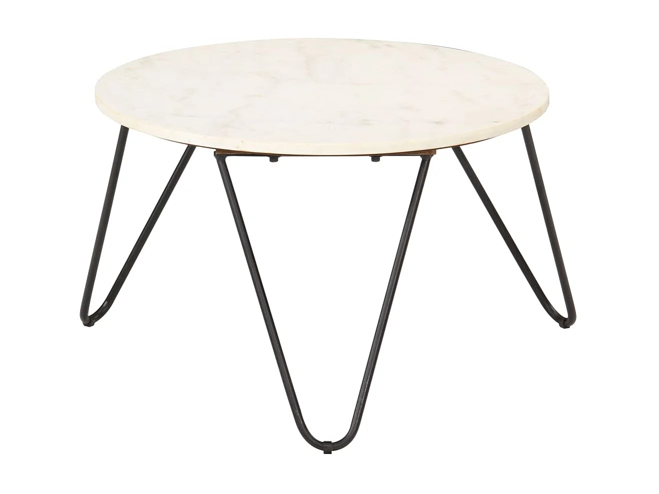 Couchtisch Beistelltisch Weiß 65x65x42 cm Echtstein in Marmoroptik -MN21681