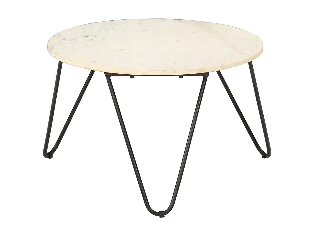 Couchtisch Beistelltisch Weiß 65x65x42 cm Echtstein in Marmoroptik -MN21681