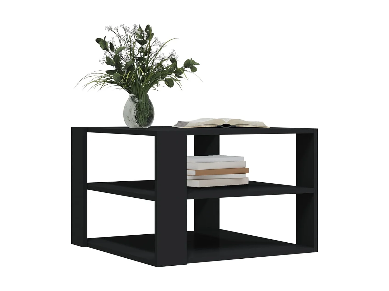 Couchtisch Beistelltisch Schwarz 59,5x59,5x40 cm Holzwerkstoff -MN25545