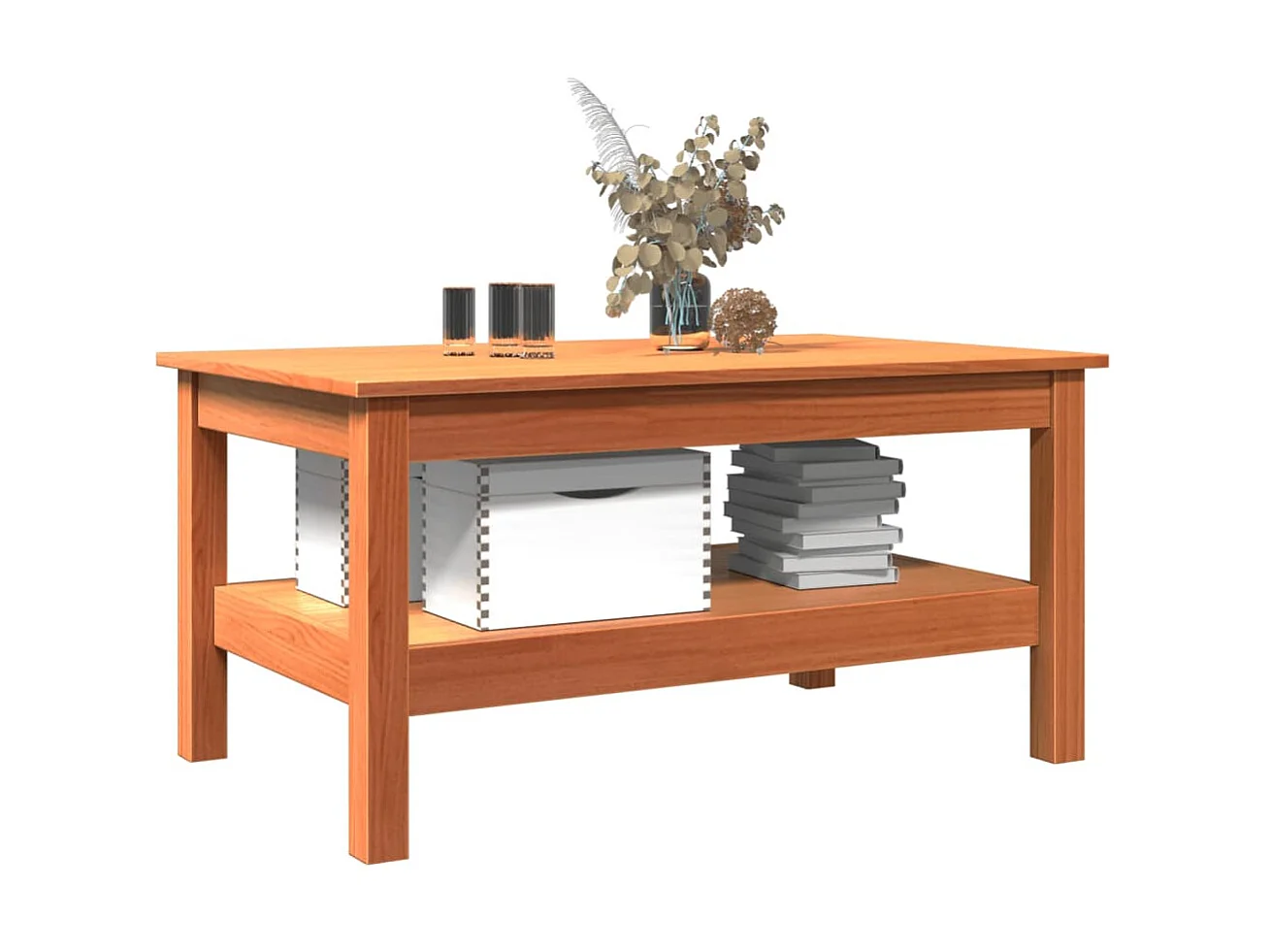 Couchtisch Beistelltisch Wachsbraun 80x50x40 cm Massivholz Kiefer -MN83149